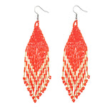 Kaseakia Bohemian Handmade Long Beaded Dangle Earrings for Women