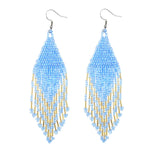 Kaseakia Bohemian Handmade Long Beaded Dangle Earrings for Women