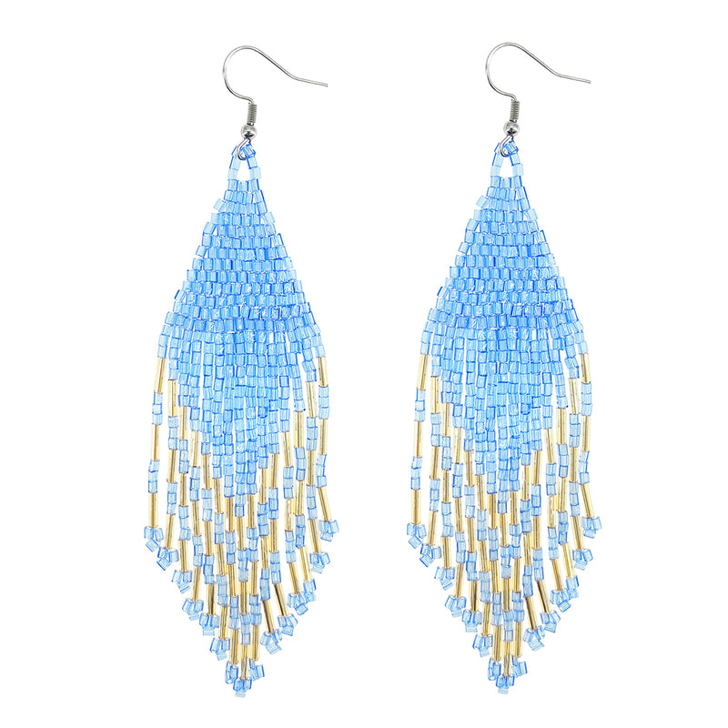 Kaseakia Bohemian Handmade Long Beaded Dangle Earrings for Women