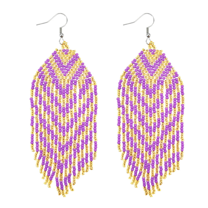 Kaseakia Long Beaded Dangle Earrings for Women