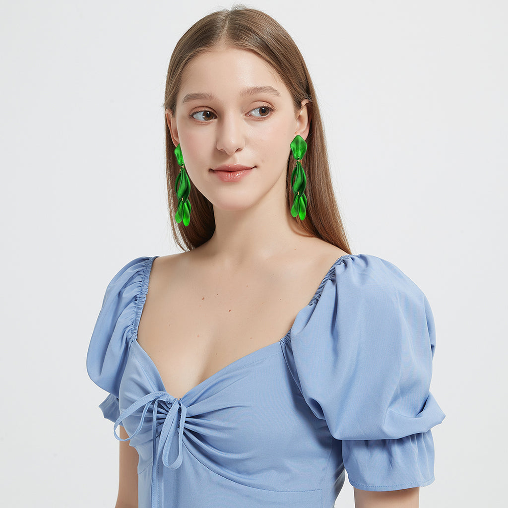 Acrylic Statement Big Earrings, Large Long Fashion Petal Chandelier Dangle Earrings for Women