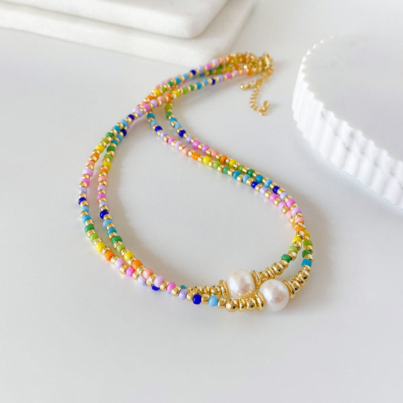 Bohemian Colorful Beaded Seed Bead Necklace for Women