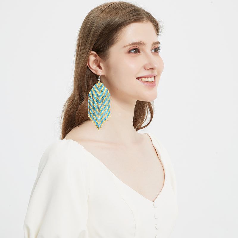 Kaseakia Long Beaded Dangle Earrings for Women