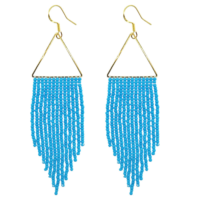 Kaseakia Beaded Earrings for Women, Seed Bead Earrings, Boho Long Earrings, Native Beaded Dangle Tassel Fringe Earrings, Big Large Statement Handmade Earrings