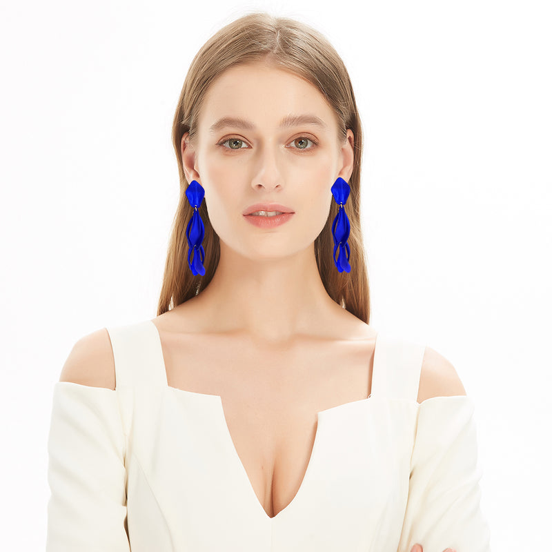 Acrylic Statement Big Earrings, Large Long Fashion Petal Chandelier Dangle Earrings for Women