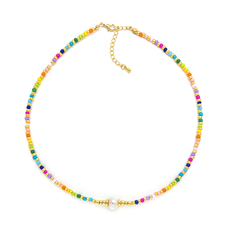 Bohemian Colorful Beaded Seed Bead Necklace for Women