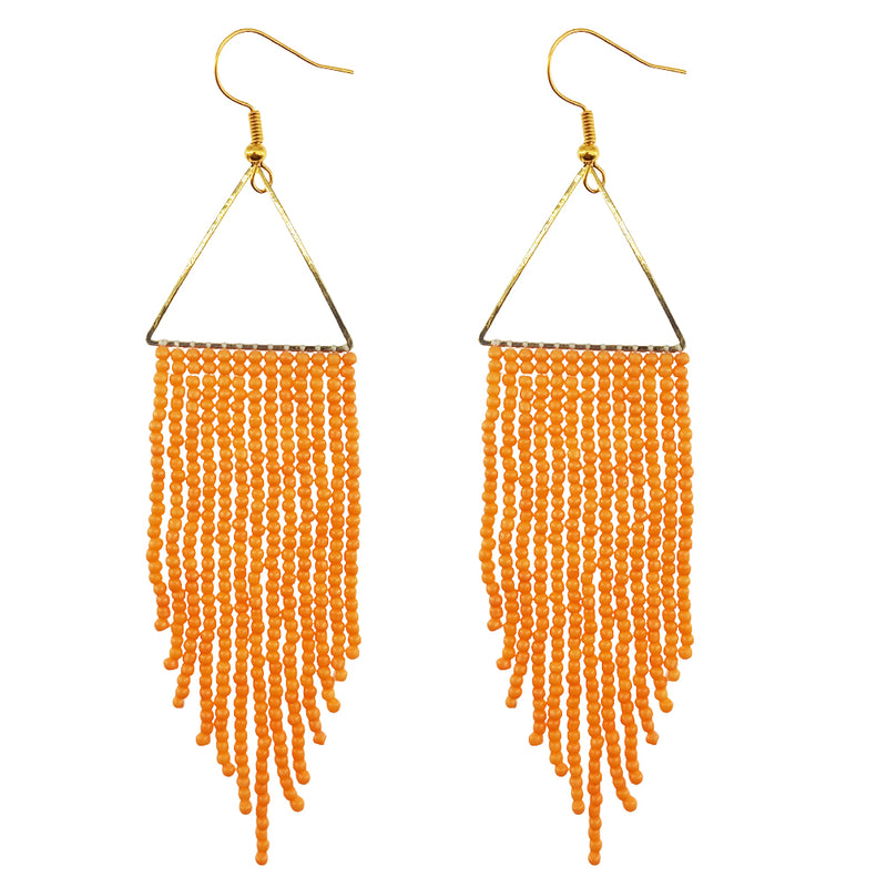 Kaseakia Beaded Earrings for Women, Seed Bead Earrings, Boho Long Earrings, Native Beaded Dangle Tassel Fringe Earrings, Big Large Statement Handmade Earrings