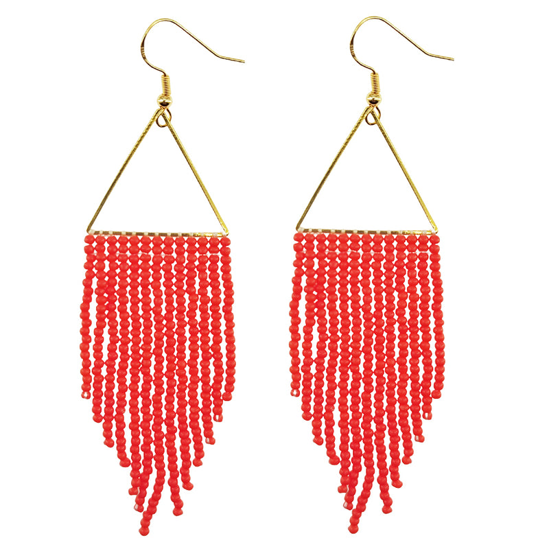 Kaseakia Beaded Earrings for Women, Seed Bead Earrings, Boho Long Earrings, Native Beaded Dangle Tassel Fringe Earrings, Big Large Statement Handmade Earrings