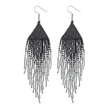 Kaseakia Big Large Gradient Beaded Dangle Earrings, Long Seed Bead Beaded Tassel Earrings for Women