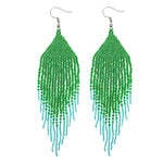 Kaseakia Big Large Gradient Beaded Dangle Earrings, Long Seed Bead Beaded Tassel Earrings for Women