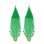 Kaseakia Big Large Beaded Tassel Earrings for Women, Long Handmade Seed Bead Beaded Dangle Earrings