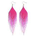 Kaseakia Big Large Gradient Beaded Dangle Earrings, Long Seed Bead Beaded Tassel Earrings for Women