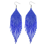 Kaseakia Big Large Gradient Beaded Dangle Earrings, Long Seed Bead Beaded Tassel Earrings for Women