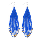 Kaseakia Big Large Beaded Tassel Earrings for Women, Long Handmade Seed Bead Beaded Dangle Earrings