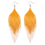 Kaseakia Big Large Gradient Beaded Dangle Earrings, Long Seed Bead Beaded Tassel Earrings for Women