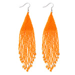 Kaseakia Big Large Beaded Tassel Earrings for Women, Long Handmade Seed Bead Beaded Dangle Earrings