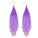 Kaseakia Big Large Beaded Tassel Earrings for Women, Long Handmade Seed Bead Beaded Dangle Earrings