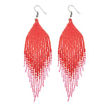 Kaseakia Big Large Gradient Beaded Dangle Earrings, Long Seed Bead Beaded Tassel Earrings for Women