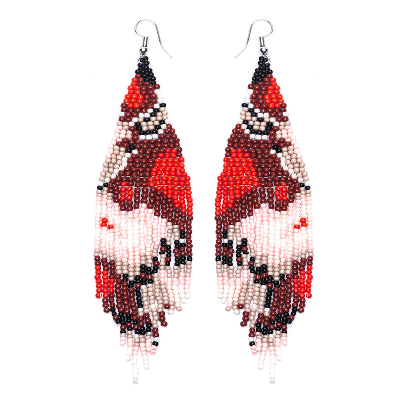 Kaseakia Handmade Boho Long Beaded Dangle Earrings for Women, Bohemian Big Large Seed Bead Beaded Tassel Earrings